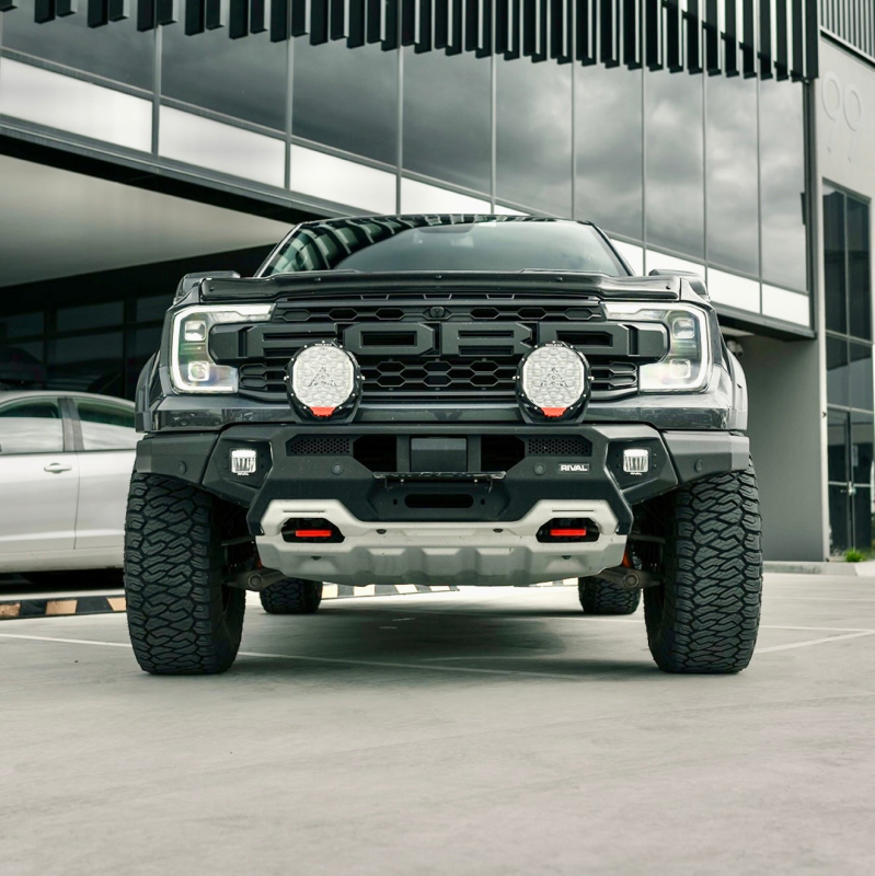 Ford Ranger Raptor Front Bumper - Rival 4x4 - Aluminum w/Winch Mount and Recovery Points - `24-`26